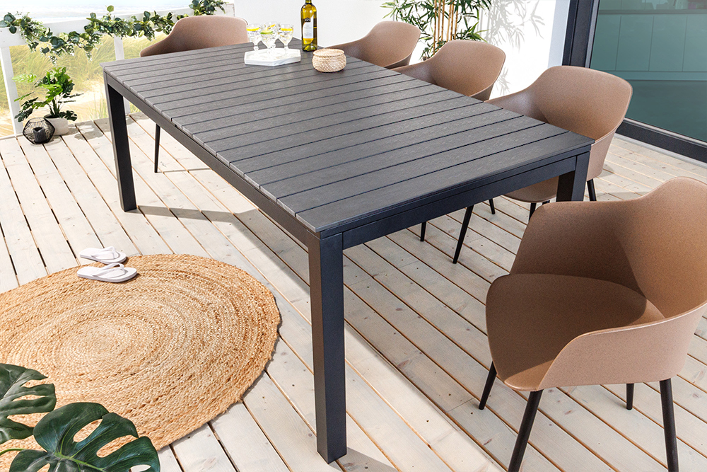 Ausziehbarer Gartentisch DESIGNO 200-250-300cm grau Aluminium In- und Outdoor Esstisch