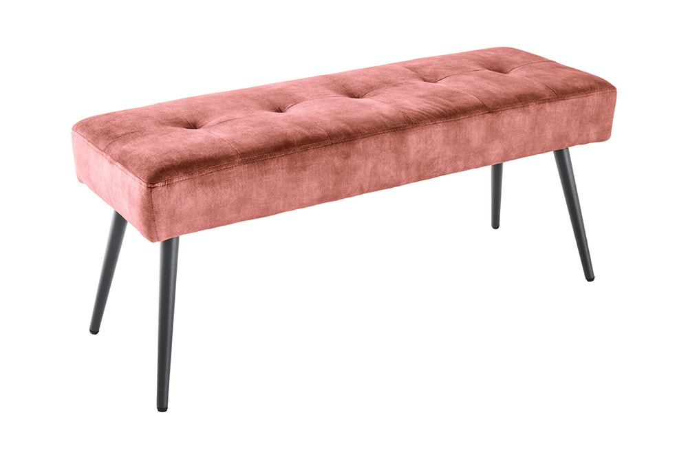 Design Sitzbank BOUTIQUE 100cm altrosa Samt schwarze Metallbeine Polsterbank