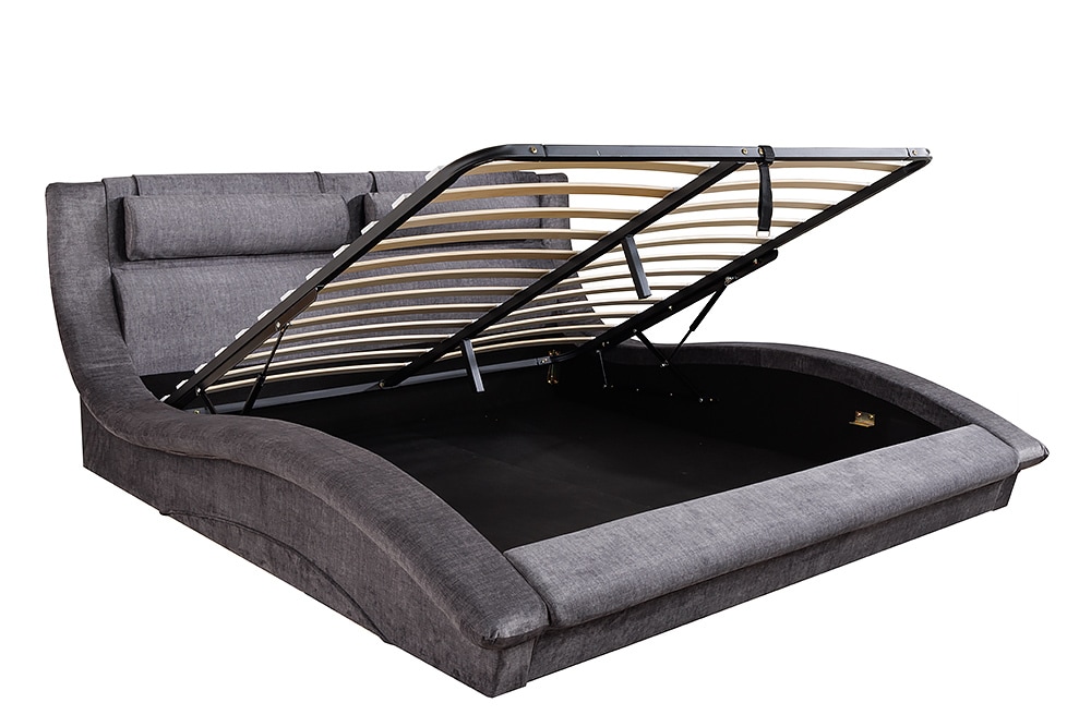Boxbett SWING 180x200cm grau Vogue Seiden Samtstoff inkl. Stauraum und Lattenrost