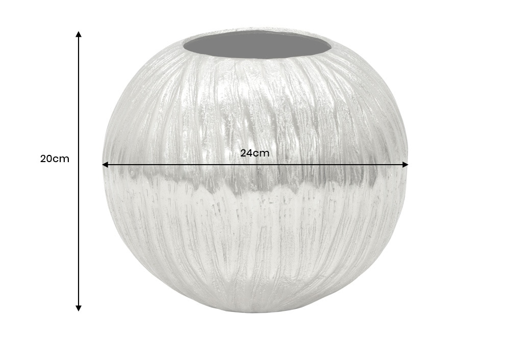 Handgefertigte Deko-Vase ELEGANCE 25cm silber Hammerschlag Design