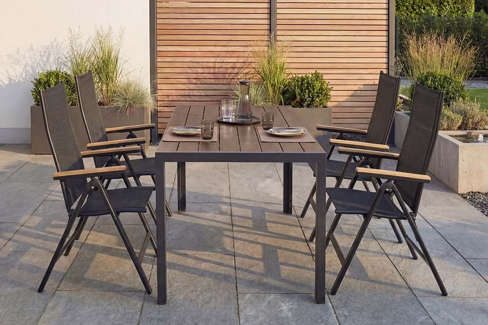 Moderner Gartentisch DESIGNO 205cm dunkelbraun schwarz Aluminium wetterfest