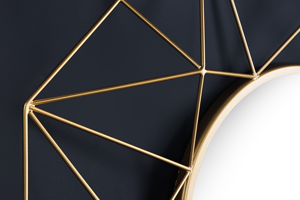 Handgearbeiteter Spiegel DIAMOND L 80cm gold aus Eisen im Retro Design