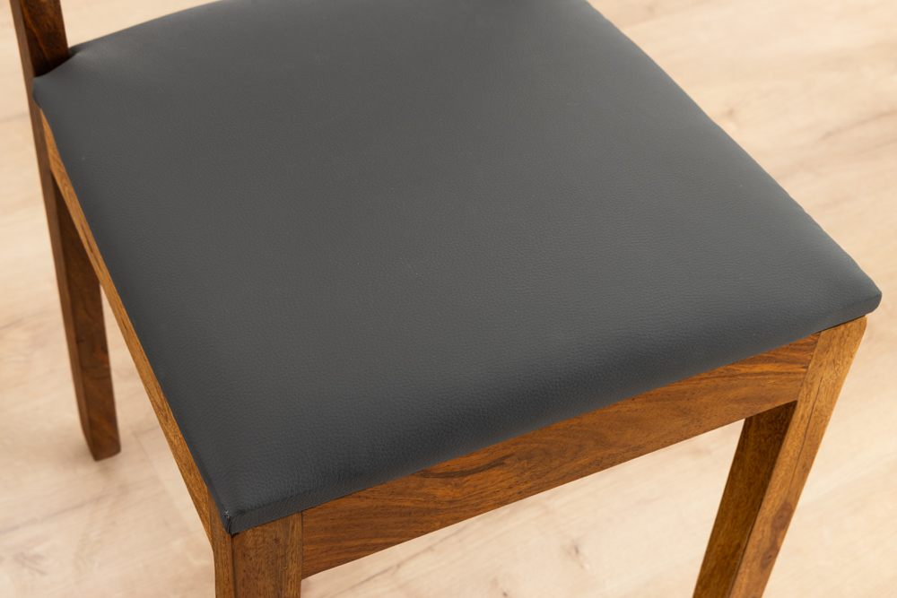 Massivholz Stuhl PURE braun stone finish dunkelgrau Sheesham mit Kunstlederbezug Massivholz Stuhl PURE braun stone finish dunkelgrau Sheesham mit Kunstlederbezug