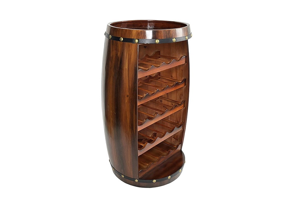 Massives Weinregal BODEGA 80cm coffee braun Pinie Fass-Bartisch für 23 Flaschen