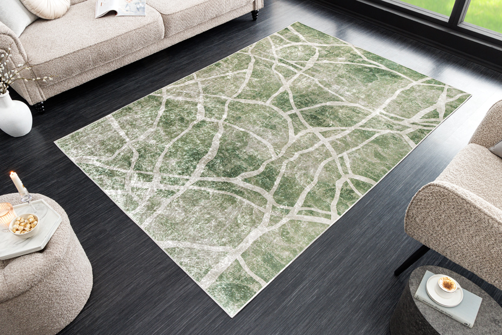 Moderner Teppich JUNGLE 230x160cm grün beige Flachgewebe Indoor-Teppich