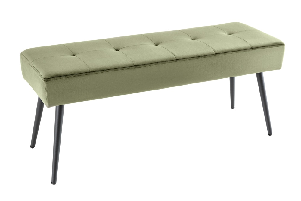 Design Sitzbank BOUTIQUE 100cm grün Samt schwarze Metallbeine