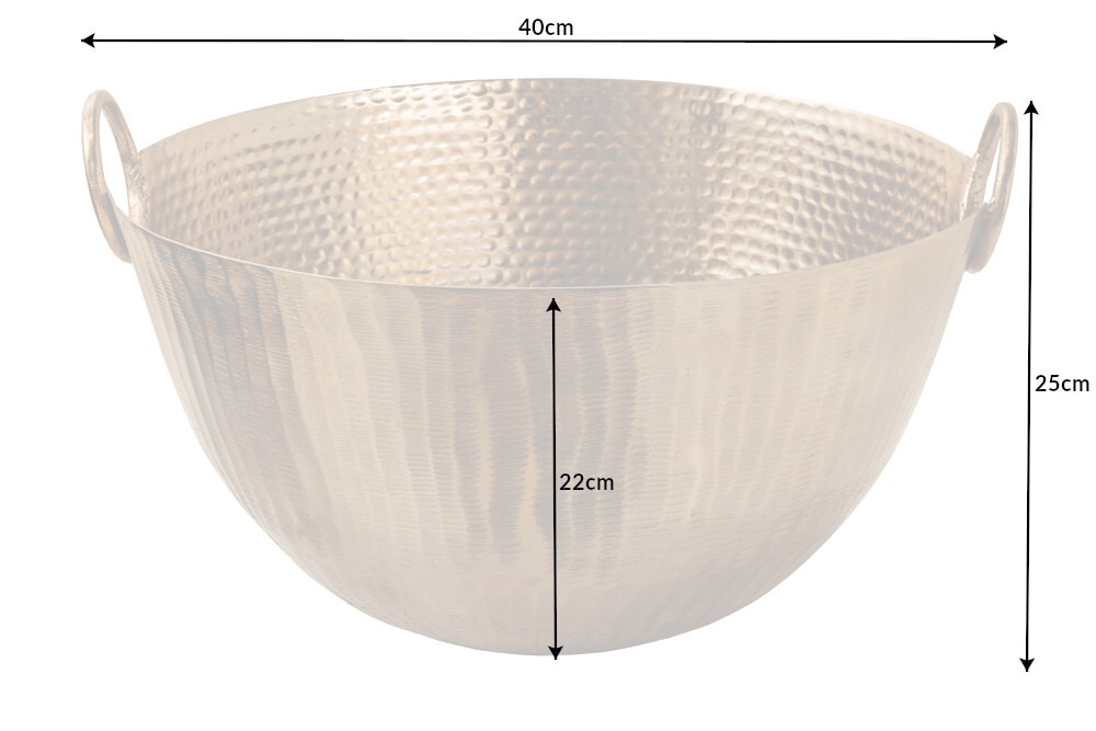 Handgearbeitete Deko Schale ORIENT 40cm gold Metall Hammerschlag Design