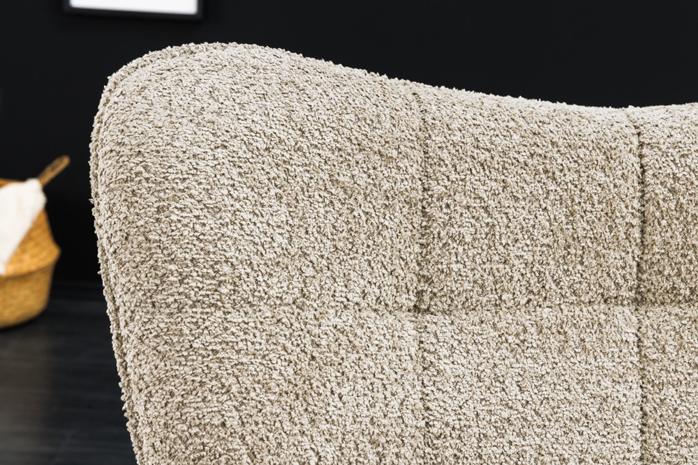 Moderner Sessel SCANDINAVIA champagner greige Bouclé mit Armlehnen