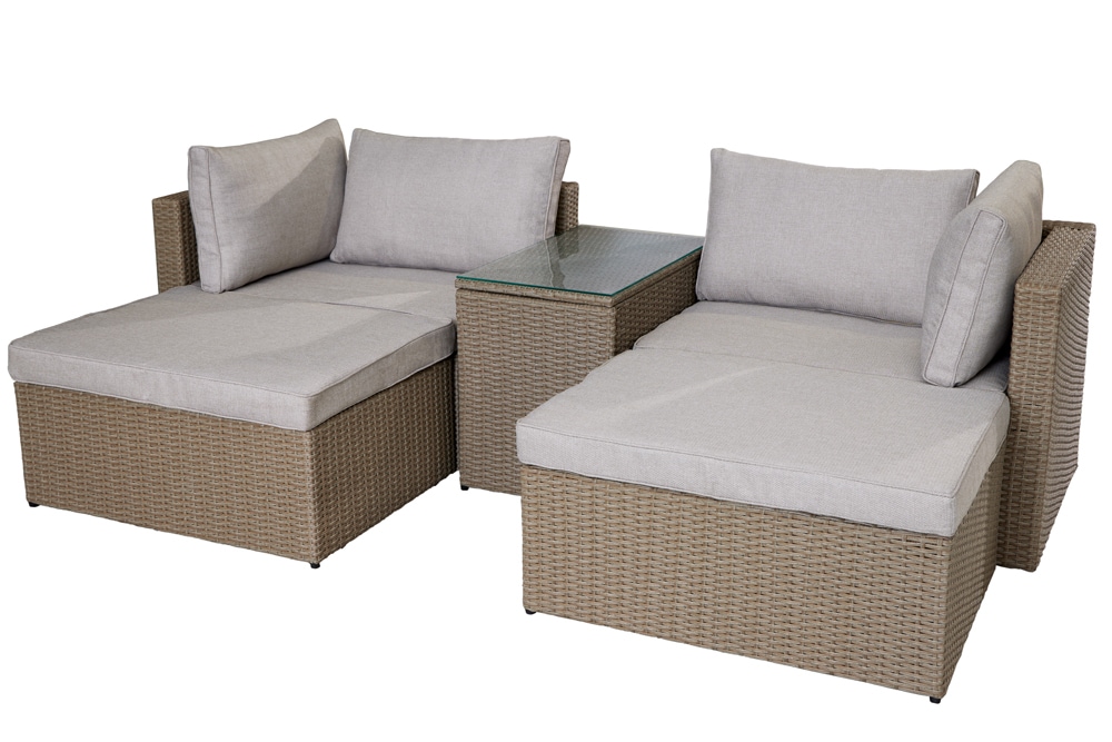 Outdoor Gartenlounge Set XXL MODULAR natur Polyrattan Sitzgruppe wetterfest inkl. Kissen