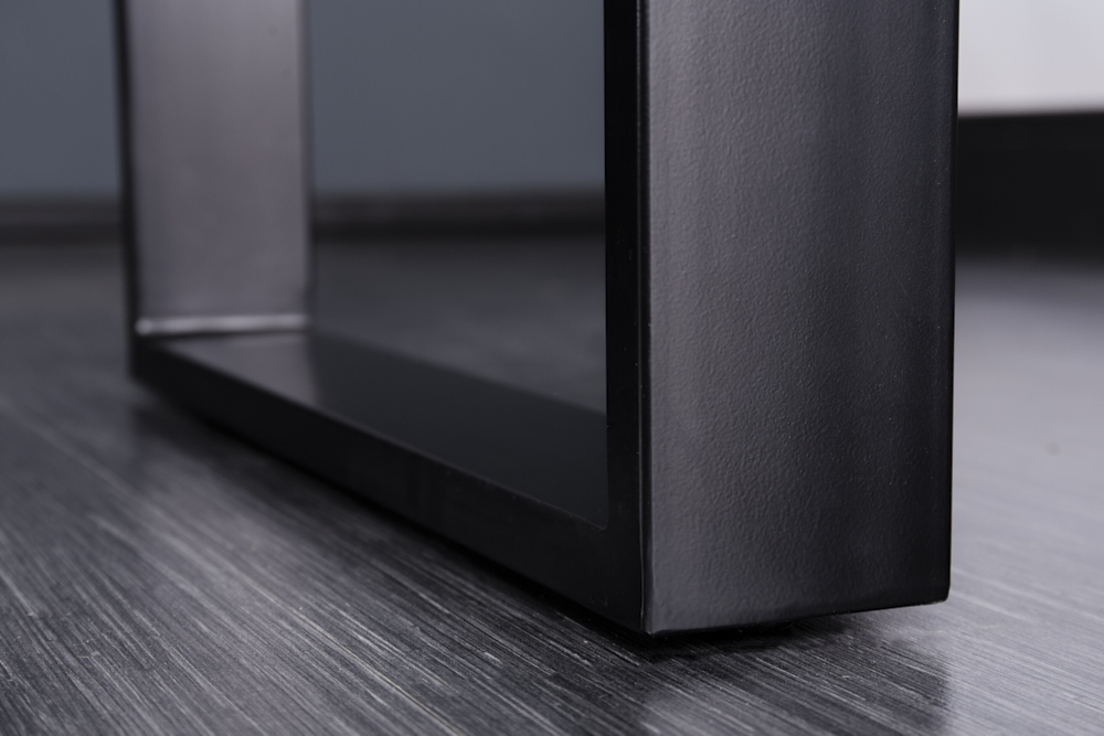 Massivholz Esstisch IRON CRAFT 140cm braun schwarz Sheesham stone finish Industrial