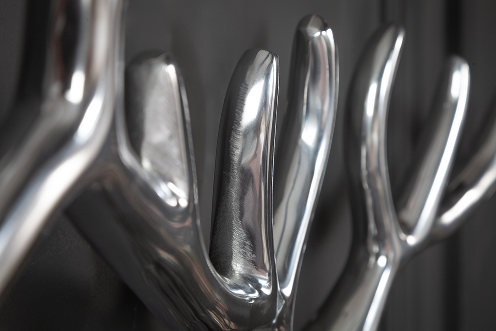 Moderne Wanddekoration VEADO 100cm silber Hirschgeweih
