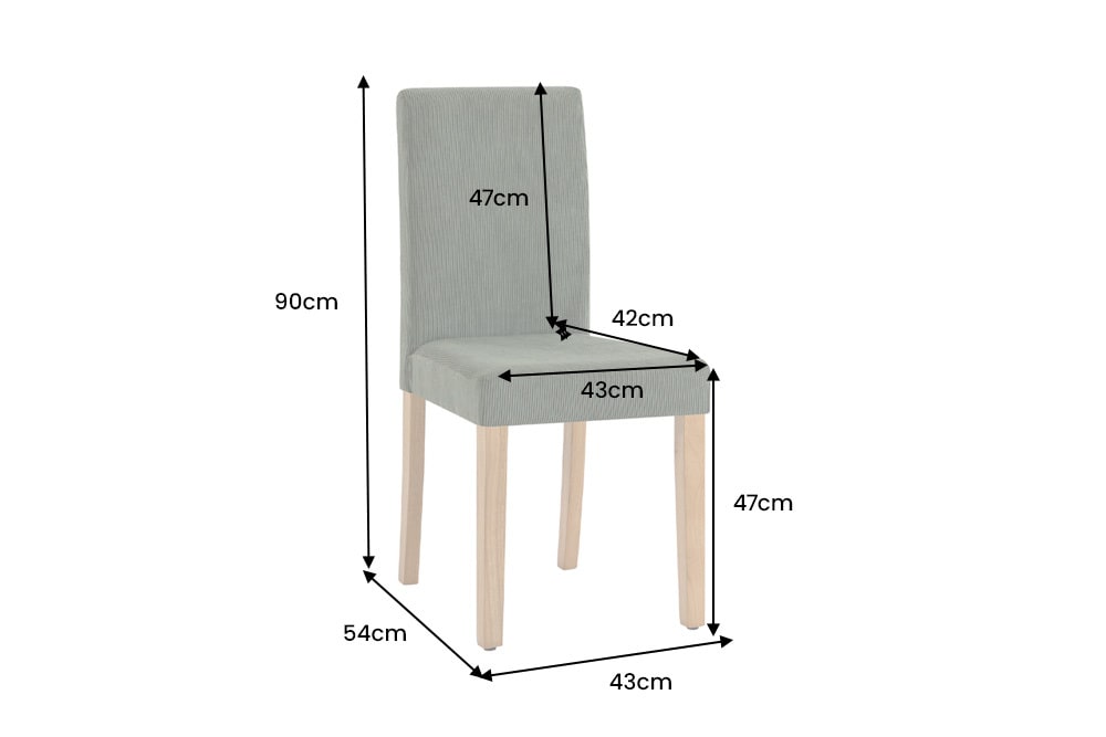 Design Stuhl GENUA grün Cord mit Massivholz-Beinen