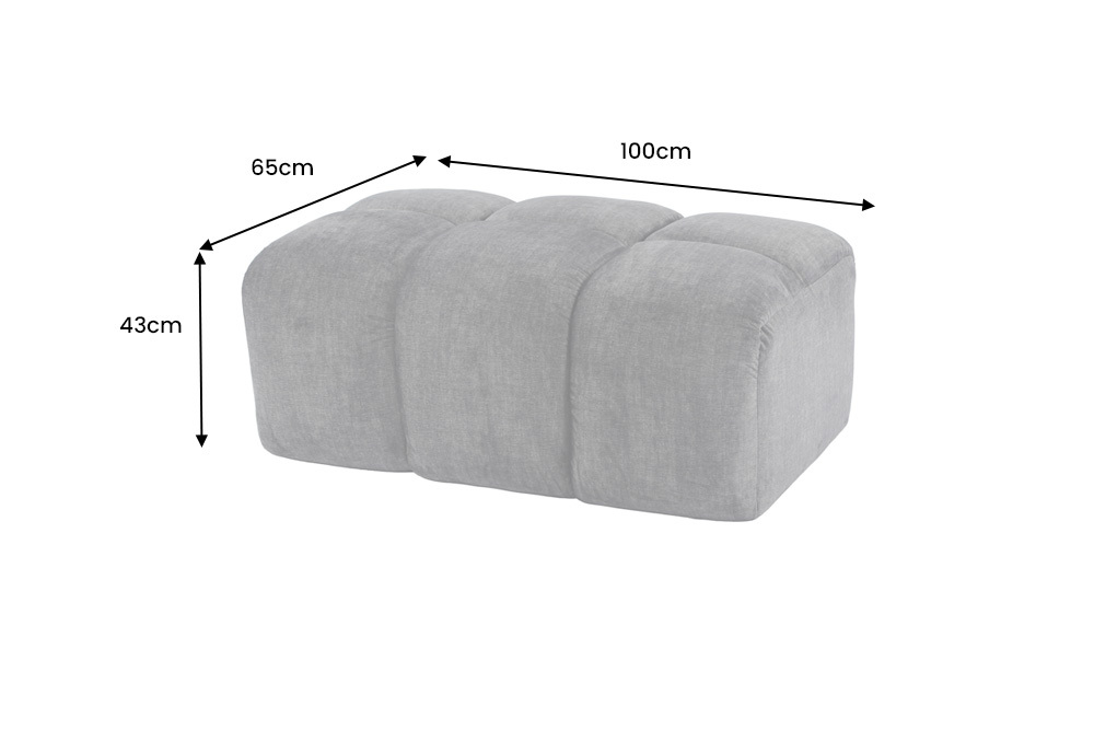 Moderner Hocker CLOUD 100cm grau Vogue Samtstoff Federkern Fußhocker Sitzhocker