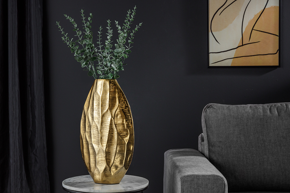 Elegante Vase ORGANIC ORIENT 44cm gold Hammerschlag Design