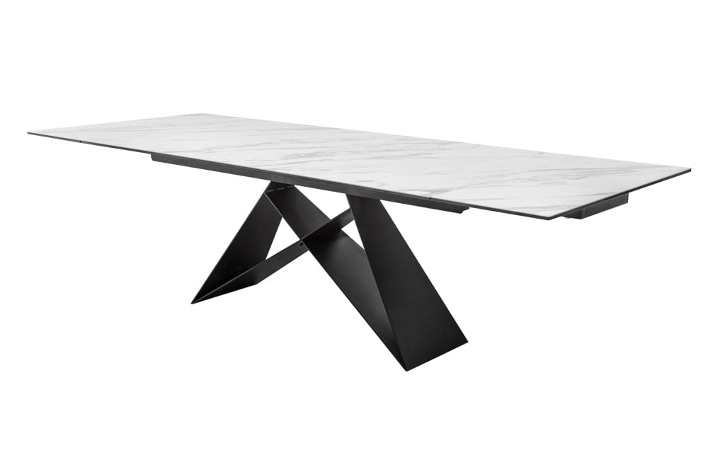 Ausziehbarer Esstisch PROMETHEUS 180-220-260cm weiß Marmor Keramik made in Italy