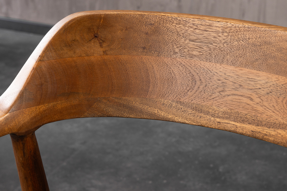 Design Stuhl KENNEDY braun grau massives Mangoholz honey finish Strukturstoff