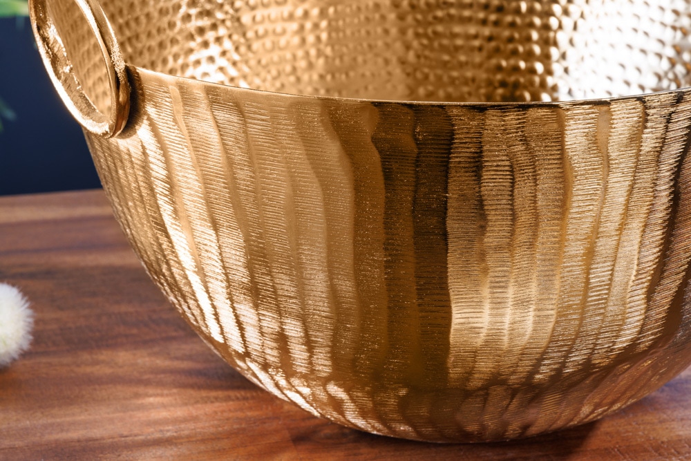 Handgearbeitete Deko Schale ORIENT 40cm gold Metall Hammerschlag Design
