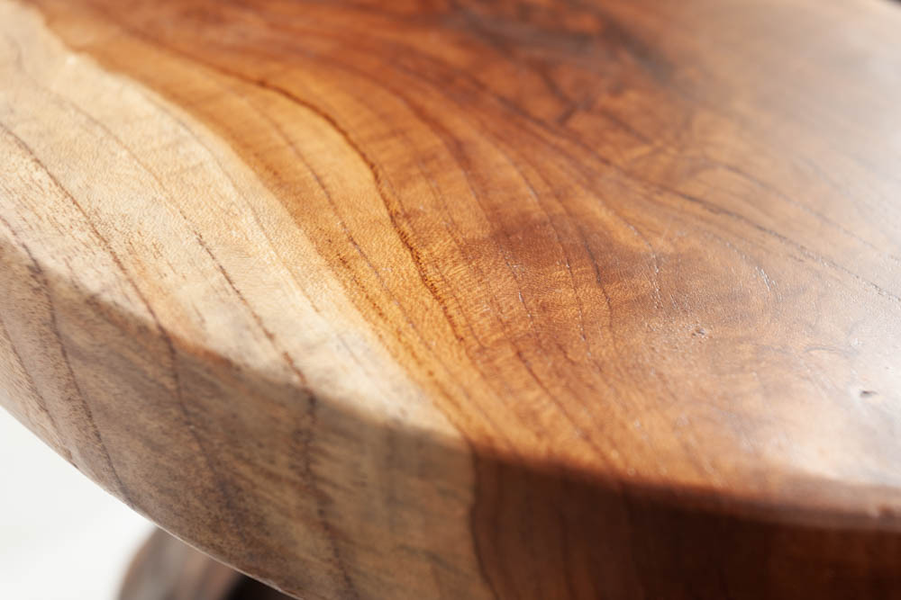 Massiver Beistelltisch ROOT 40cm Teakholz Hocker aus Wurzelholz