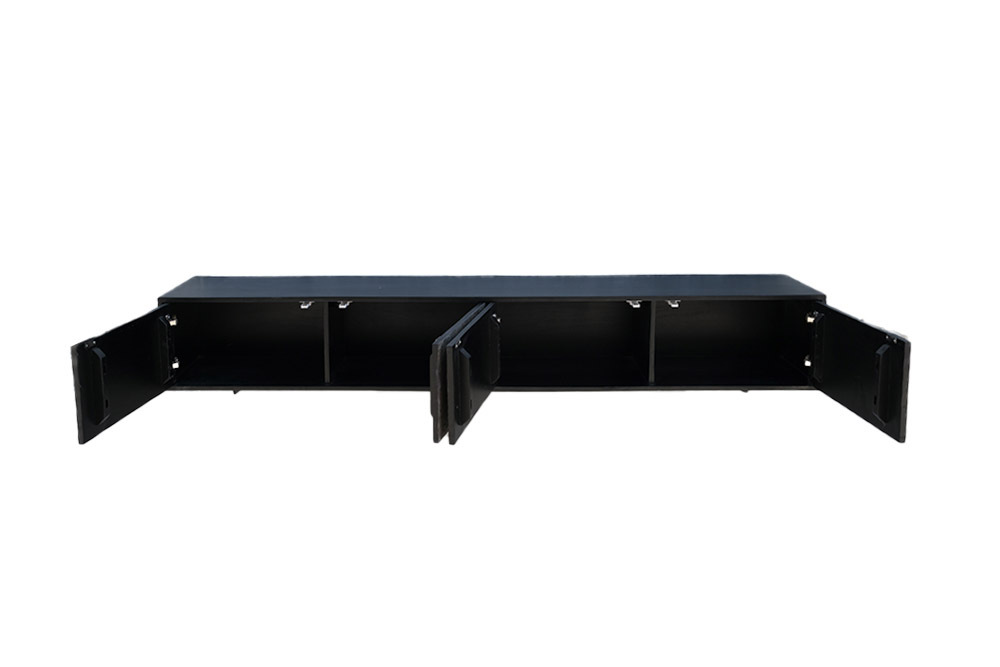 Massivholz TV-Lowboard MOUNTAIN SOUL 200cm Akazie grün bronze hängend Naturstein schwarz