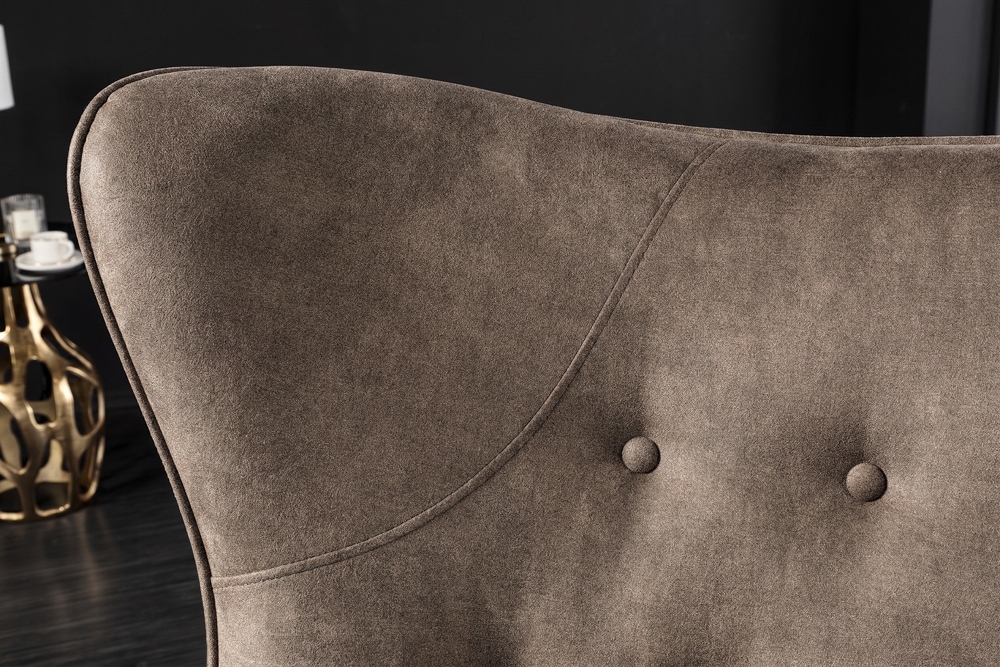 Design XL Sessel AMSTERDAM taupe Microfaser schwarze Metallbeine