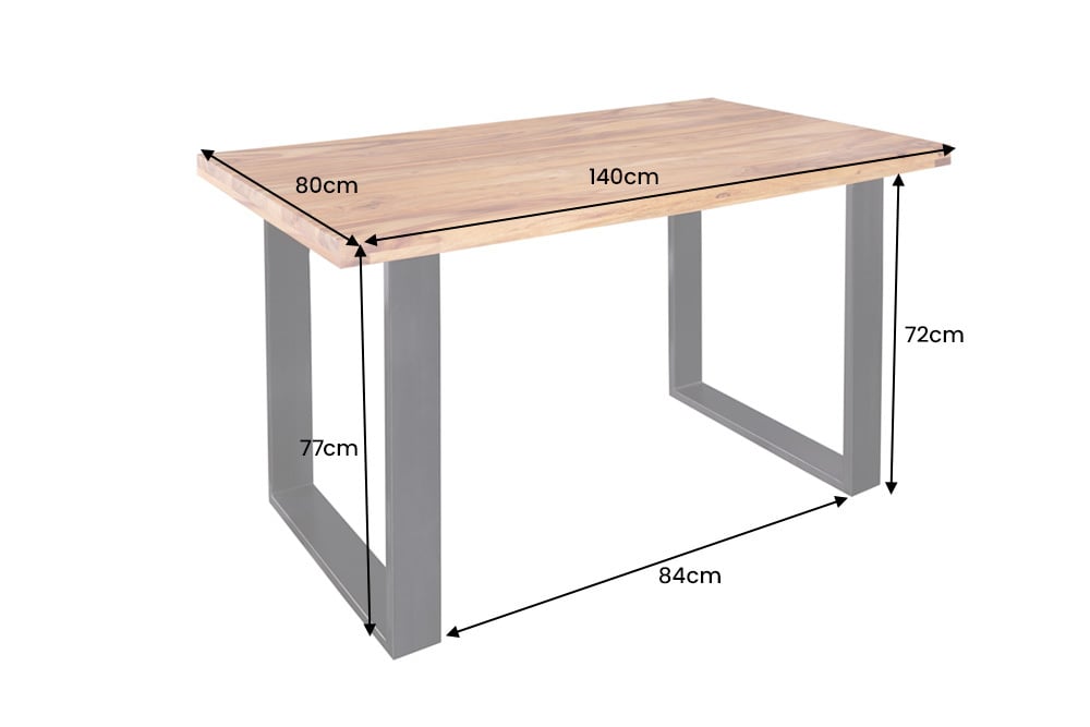 Massivholz Esstisch IRON CRAFT 140cm braun schwarz Sheesham stone finish Industrial
