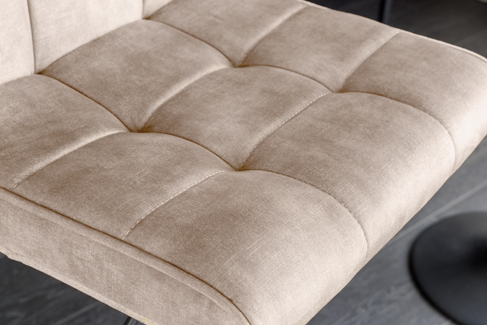 Höhenverstellbarer Barhocker MODENA champagner beige Samt Metall schwarz drehbar