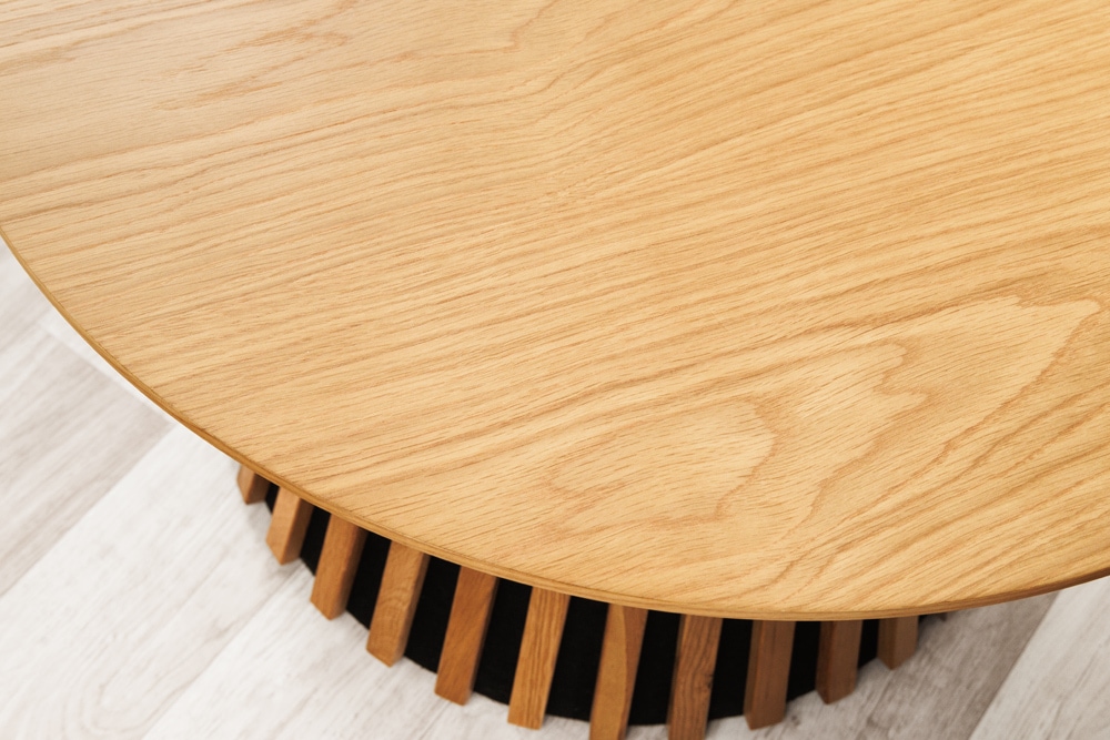 Runder Couchtisch VALHALLA WOOD 70cm natur Eichenholz Säulenfuß