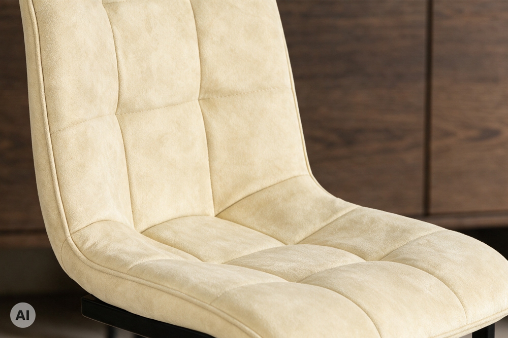 Freischwinger Stuhl MIAMI beige antik Microfaser matt schwarz Metallgestell