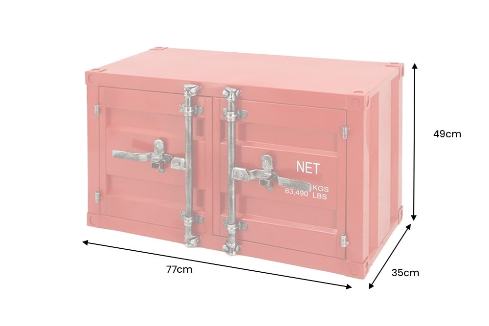 Container-Schrank GLOBETROTTER 80cm rot Metall Couchtisch mit Flügeltüren Kommode