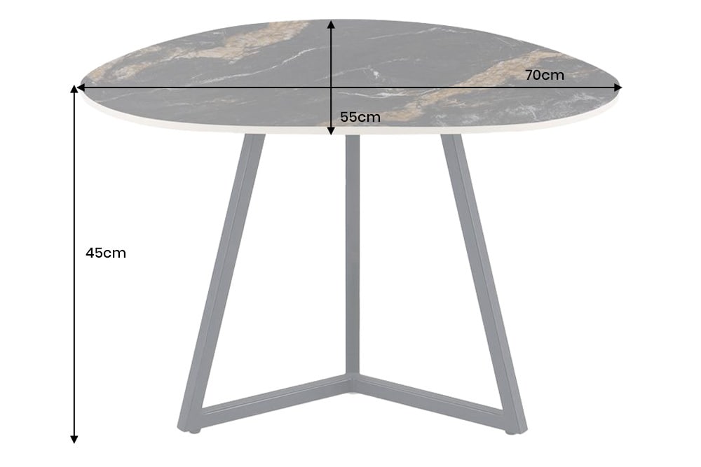 Design Couchtisch MARVELOUS 70cm schwarz gold sand AURORA ORO Keramik Metall