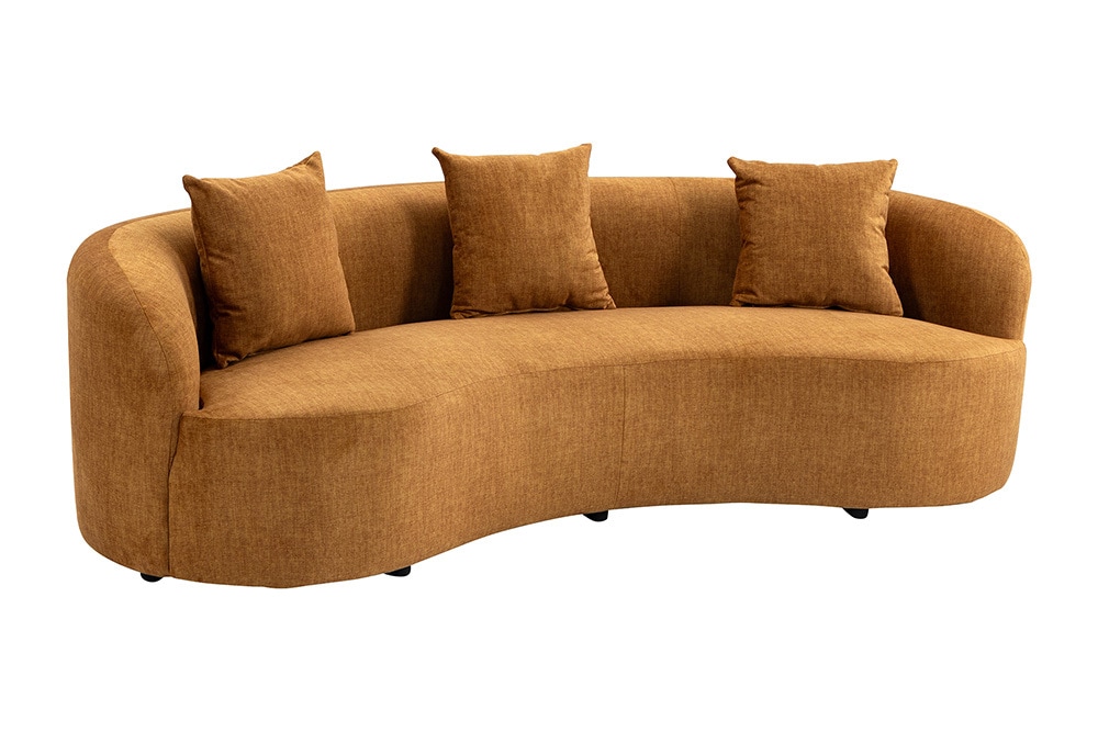 Organisches Sofa ATELIER 230cm senfgelb Samt 3-Sitzer Couch inkl. Kissen