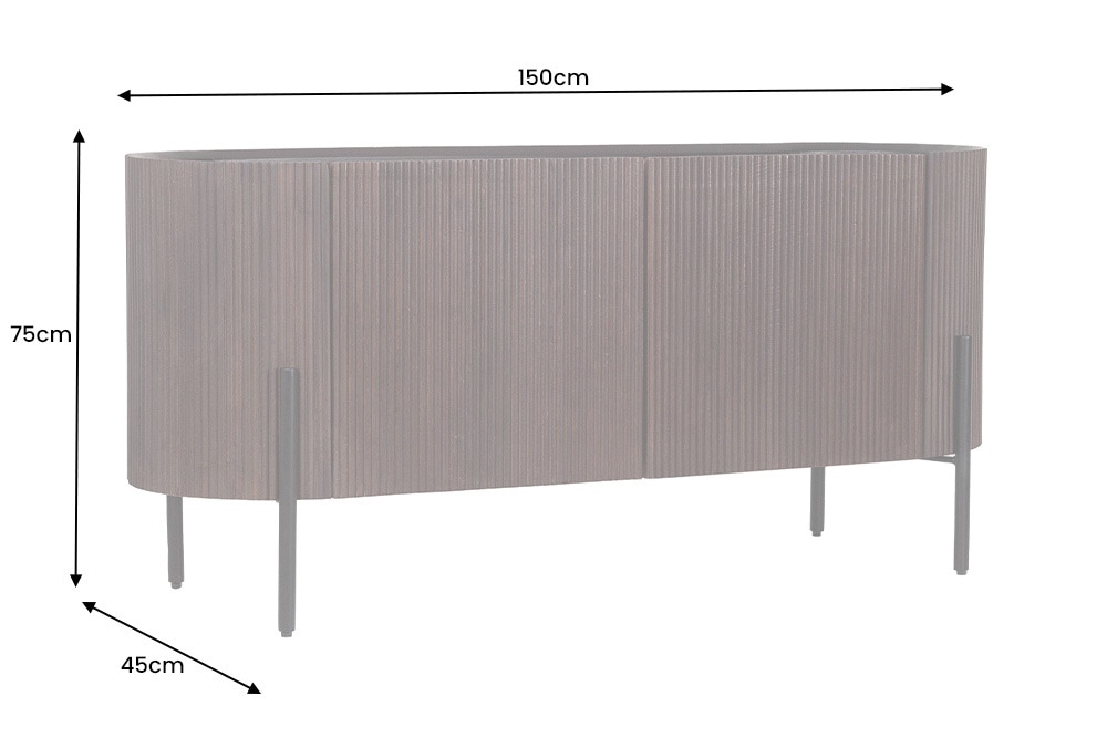 Massivholz Sideboard GATSBY 150cm dunkelbraun Mango Retro Design