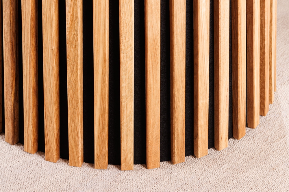 Ausziehbarer Esstisch VALHALLA WOOD 120-160-200cm natur Eichenholz oval Säulenfuß