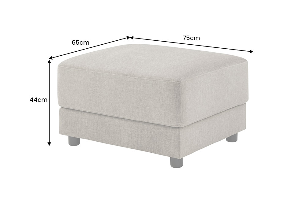 Moderner Hocker LOFT 75cm taupe Vogue Velours Samt Nosagfederung Taschenfederkern