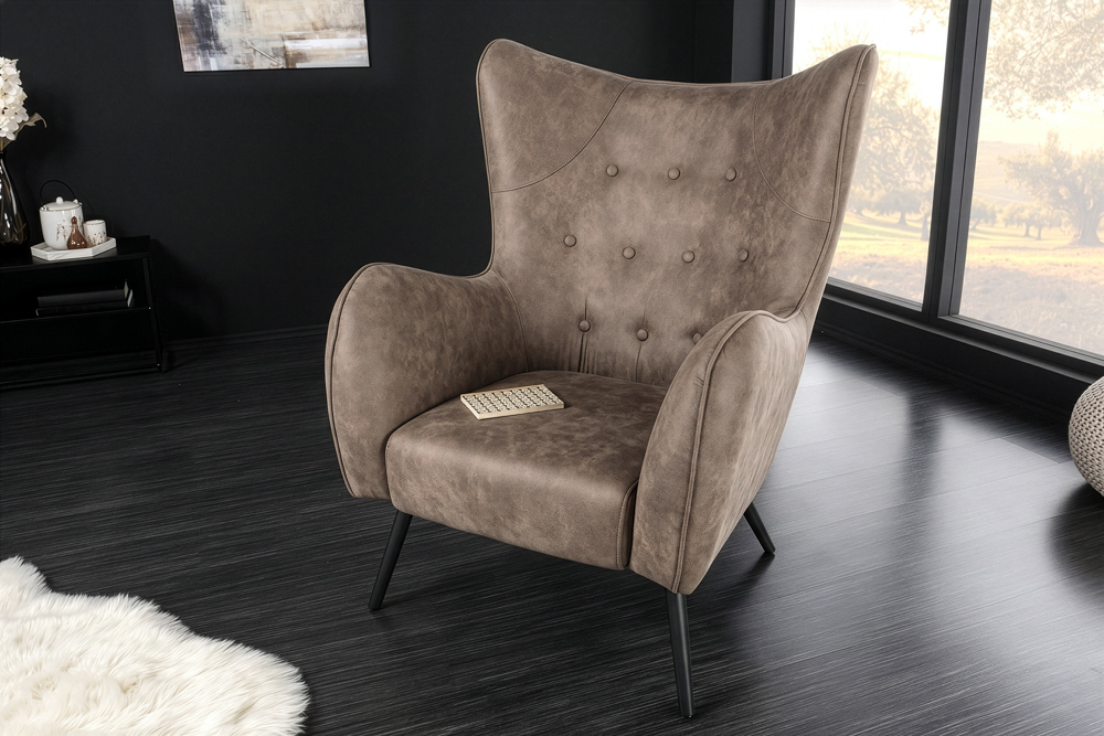 Design XL Sessel AMSTERDAM taupe Microfaser schwarze Metallbeine » Jetzt kaufen