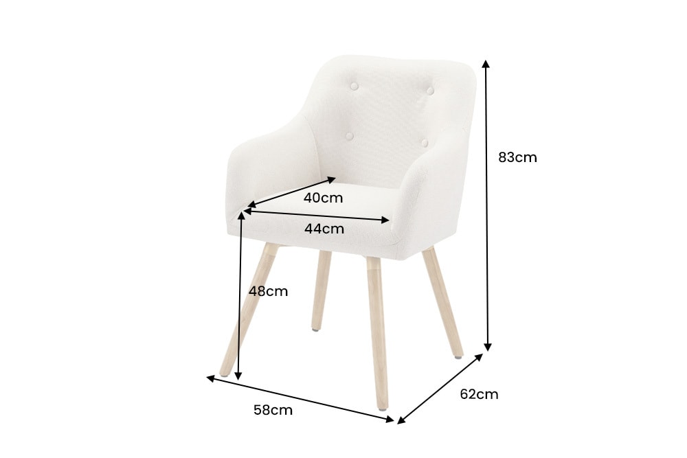 Nordischer Stuhl SCANDINAVIA MEISTERSTÜCK beige natur Strukturstoff Massivholzbeine