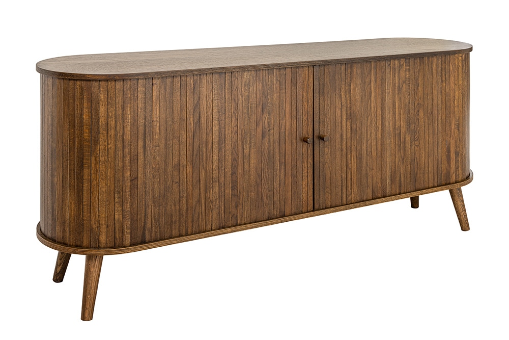 Retro Sideboard VALHALLA WOOD 160cm smoked Eichenholz Schiebetüren