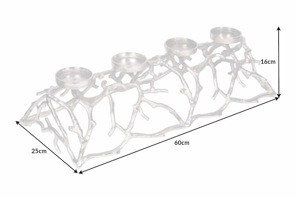 Eleganter Kerzenhalter ABSTRACT 60cm silber für 4 Kerzen