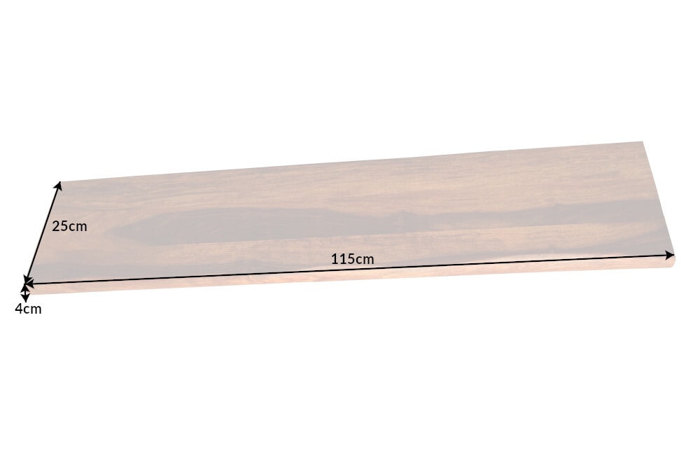 Massives Wandregal MAMMUT 115cm braun Sheesham stone finish Regalbrett Baumkante