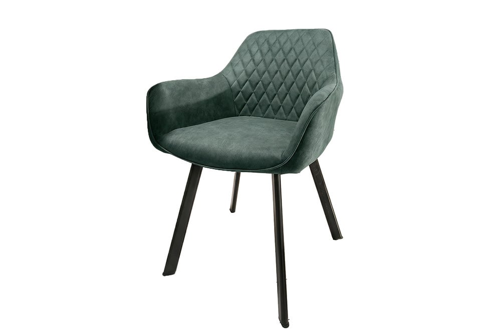 Design Stuhl PALERMO petrol Microfaser mit Armlehne und Ziersteppung