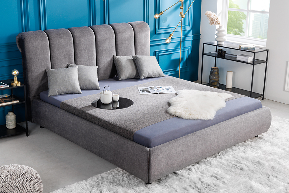 Design Bett MILANO 180x200cm grau Vogue Seiden Samtstoff Design Bett MILANO 180x200cm grau Vogue Seiden Samtstoff
