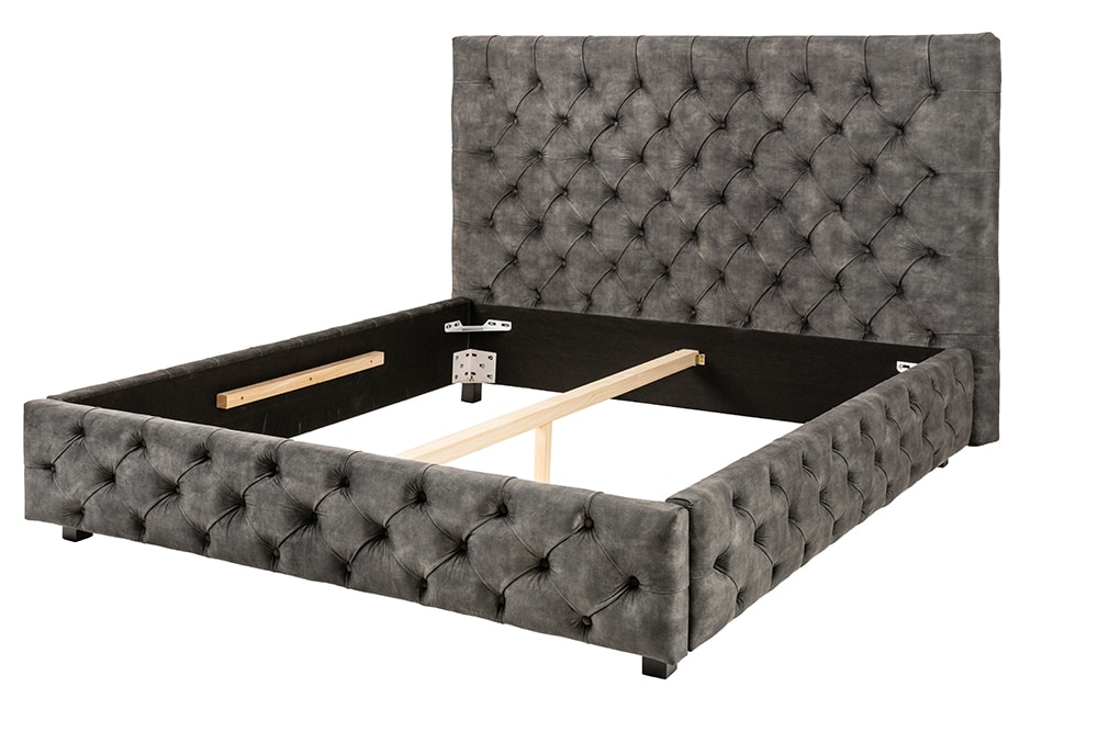 Design Doppelbett PARIS 180x200cm grau Samt Chesterfield