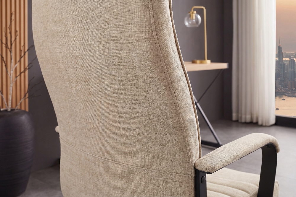 Höhenverstellbarer Bürostuhl LAZIO beige Vogue Velours Samt drehbar mit Rollen