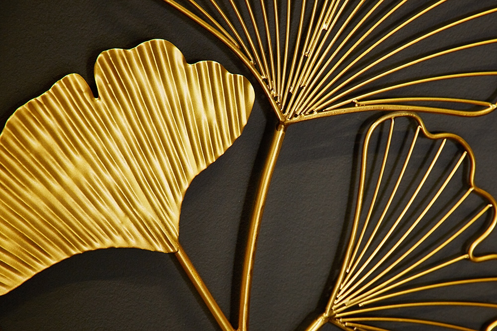 Elegante Wanddeko 3er Set GINKGO 40cm gold in filigraner Blattform Elegante Wanddeko 3er Set GINKGO 40cm gold in filigraner Blattform