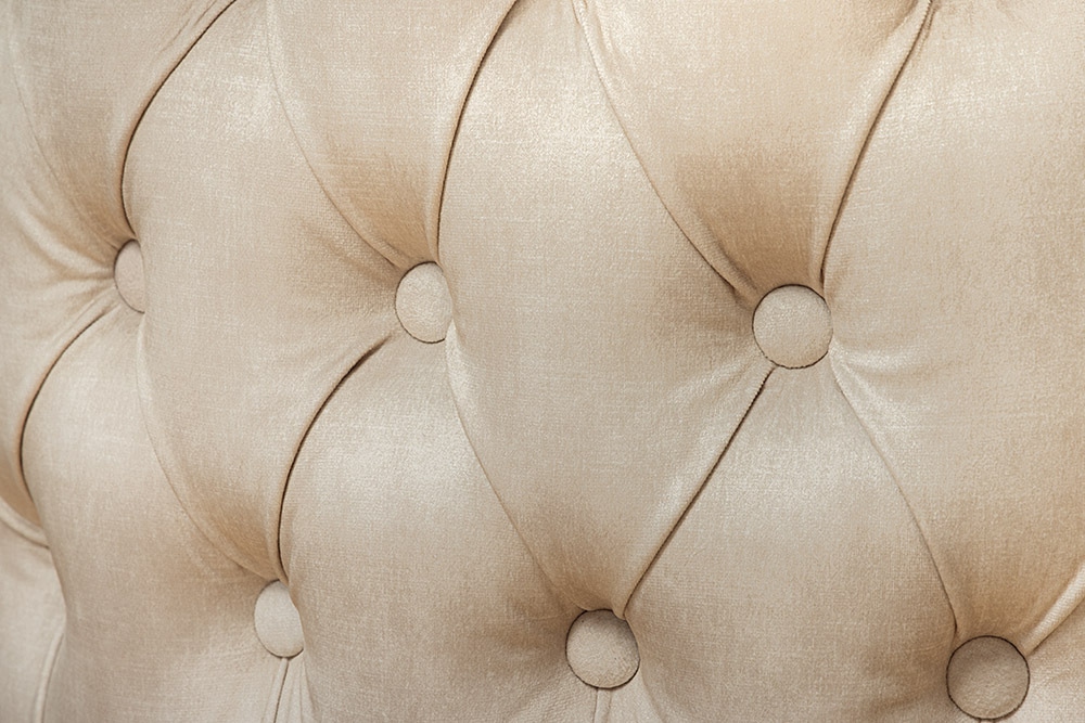 Höhenverstellbarer Barhocker CASTLE DELUXE beige Samt gold Edelstahl mit Löwenkopf