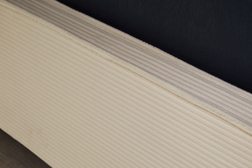 Modernes Boxbett ROCCO 180x200cm beige Cord mit Stauraum und Lattenrost