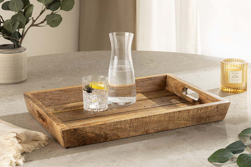 Massives Tablett MAKASSAR 45cm natur Mangoholz