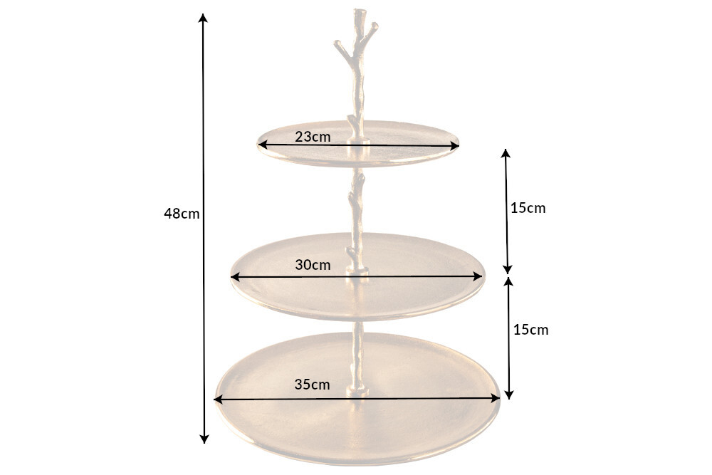 Design Etagere ABSTRACT 50cm gold Metall mit drei Etagen