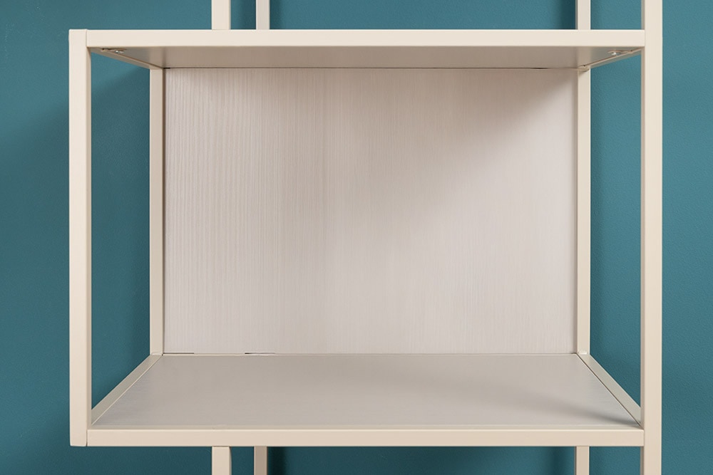 Modernes Bücherregal SLIM LINE 185cm champagner beige Metallgestell sechs Regalböden