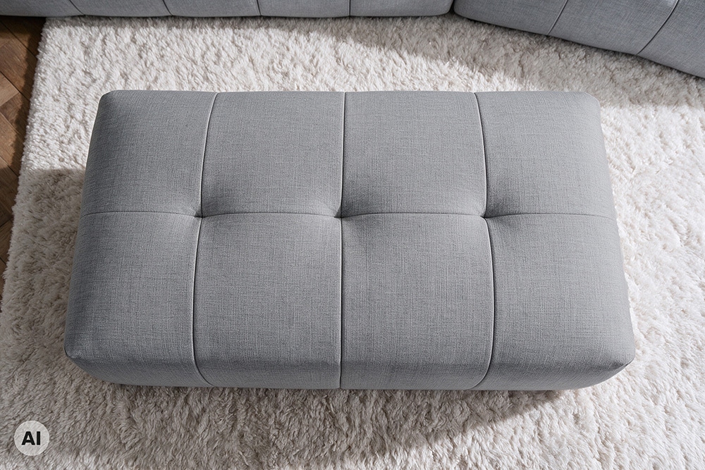Moderner Hocker ROYAL 120cm grau Veloursstoff Federkern Sitzhocker